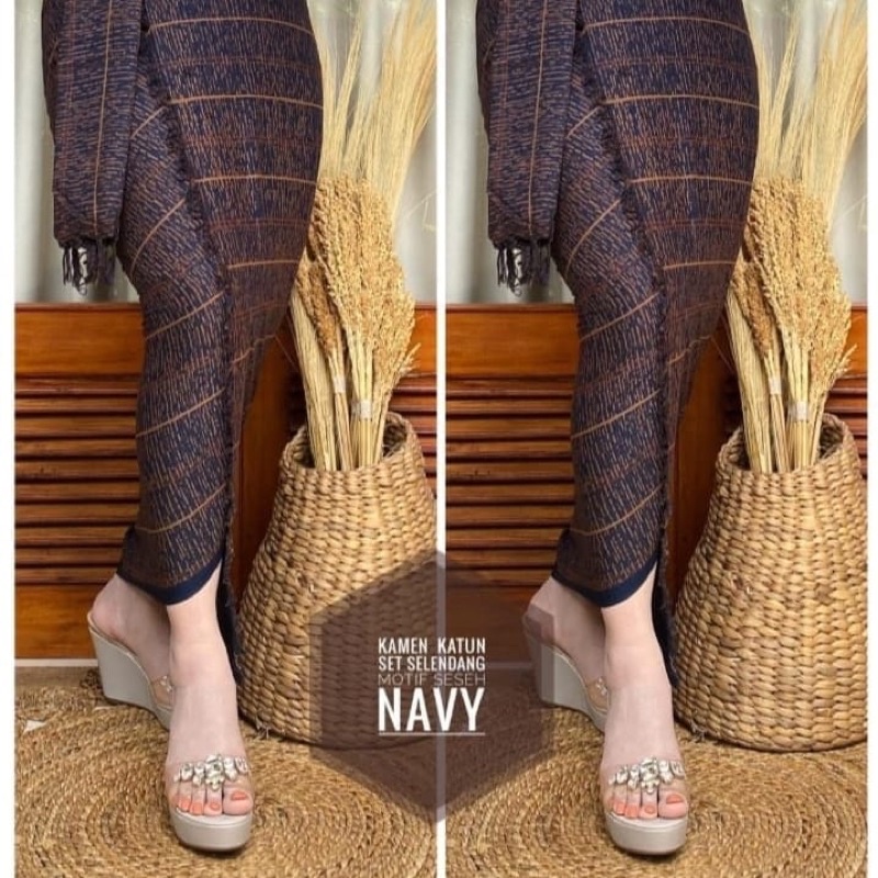 Ready stock kamen katun endek seseh set selendang terbaru