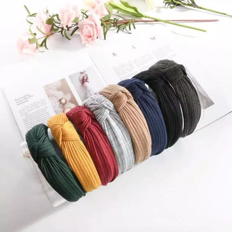 Bando Korea Bandana Wanita Murah Bando Polos Bando Simpul Aksesoris Rambut Wanita Import (VC)