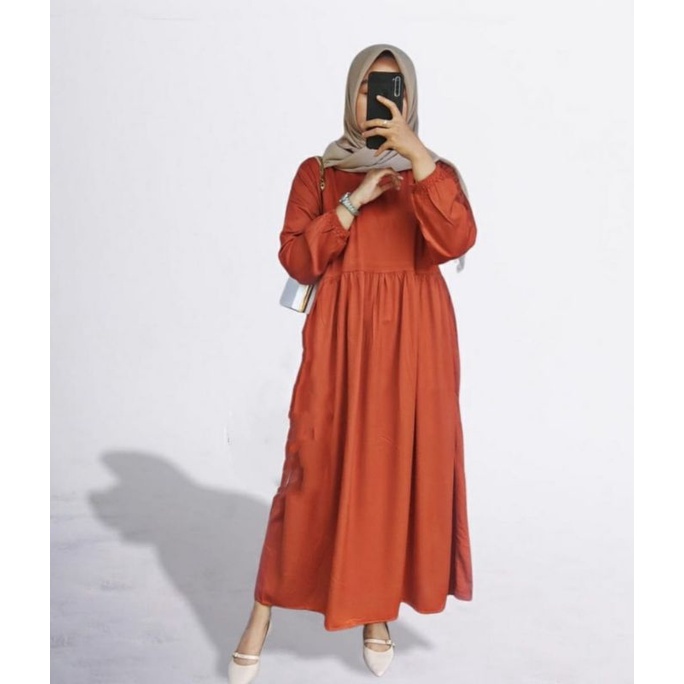 BAJU WANITA MURAH SHAFA RAYON DIAMOND MIDI DRESS FASHION LEBARAN 2022 RAMADHAN BIG SALE