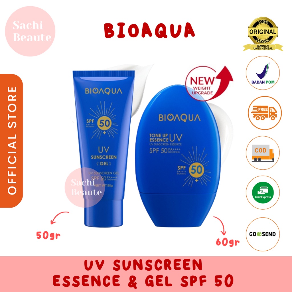 BioAqua Bio Aqua Sunscreen SPF 50 PA ++++ Sunscreen Gel 50g 60g Sunblock Wajah 12H Sun Protection 0% Alkohol, Waterproof UV Spot-proof