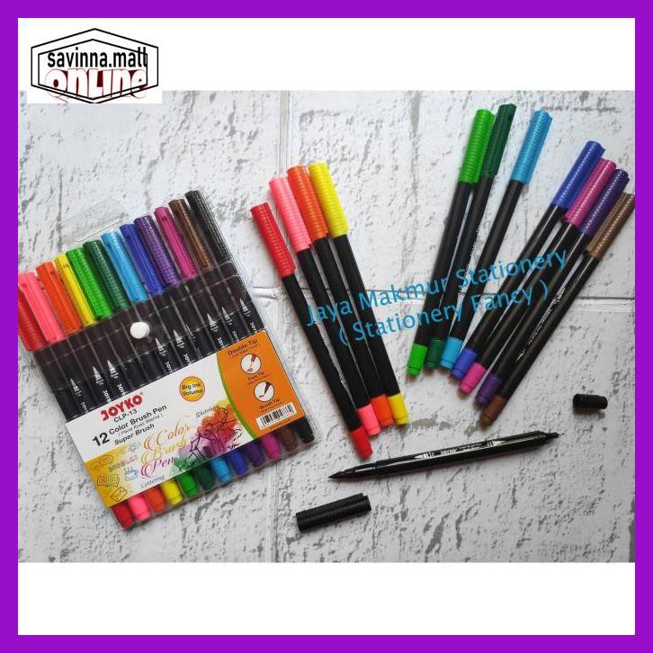 

U0Uo879- Color Brush Pen Joyko Dual Tip Jumbo Set 12 Warna Clp-13 Y7Ry688-