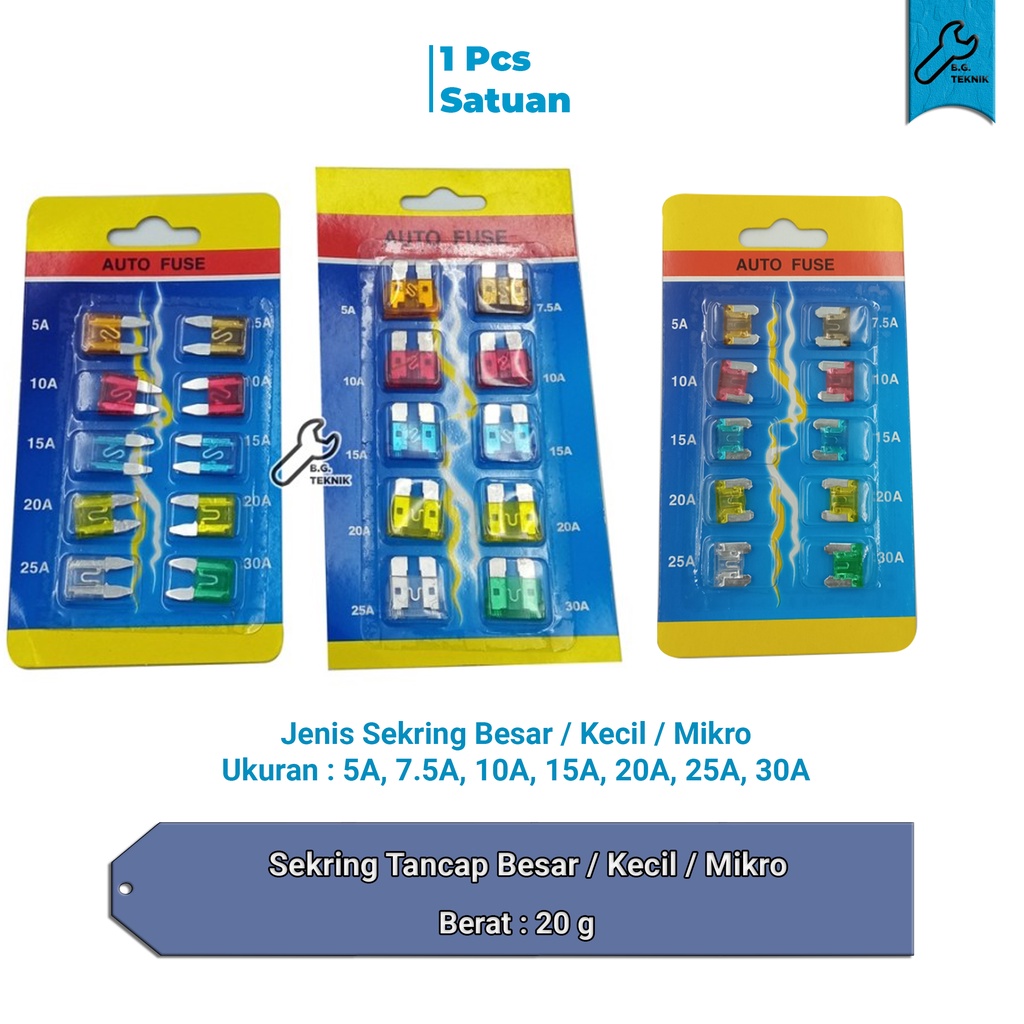 [1 SET] Sekring Tancap Besar / Kecil Fuse Blade / Sekring Mikro