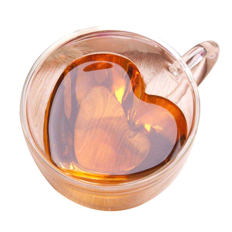 Cangkir Kopi Gelas Anti Panas Double Wall Glass Unik Design Koleksi-Hati 240ml