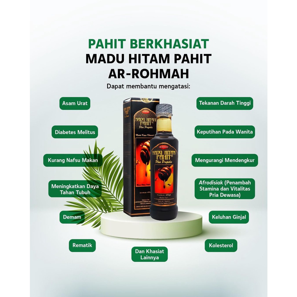 Ar Rohmah Madu Hitam Pahit Plus Propolis Asli 470gr