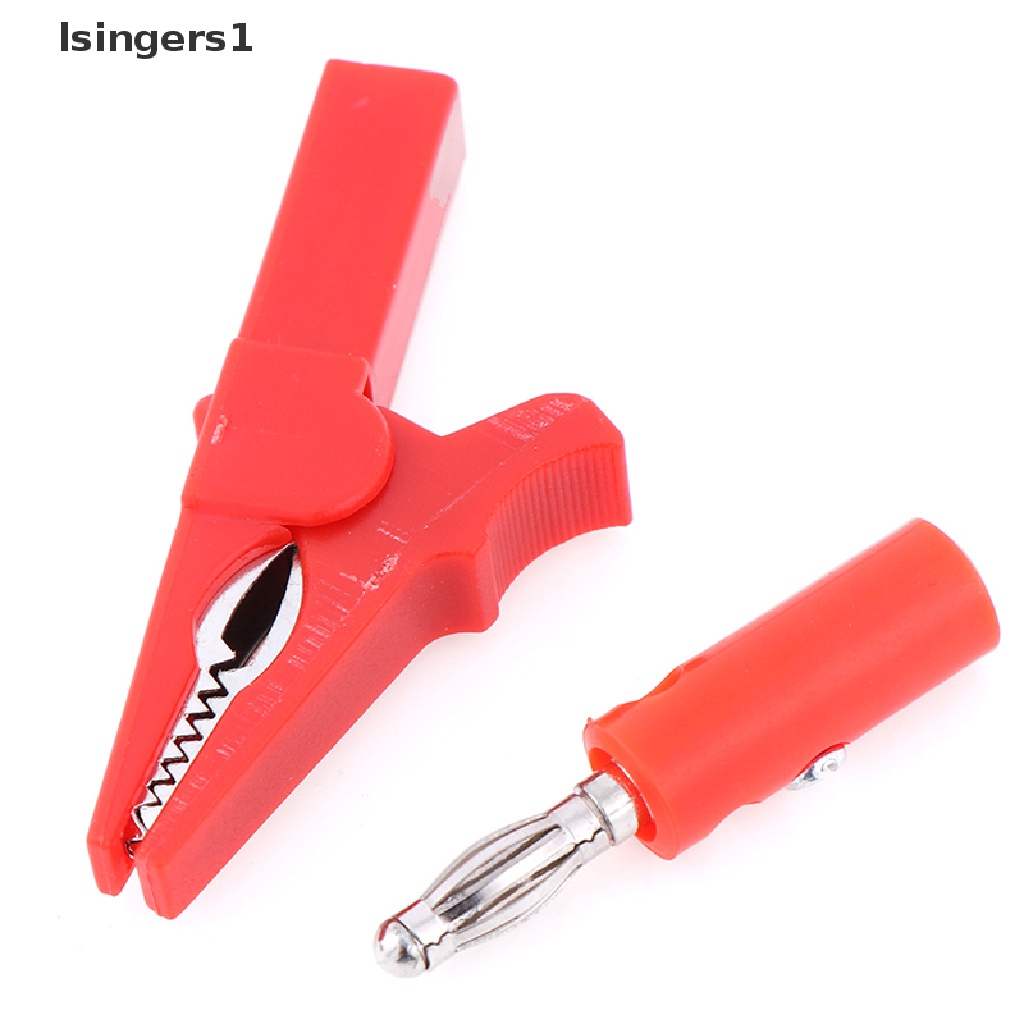 (lsingers1) 2pcs Klip Buaya 55mm Dengan 2pcs plug banana 4mm Warna Hitam + Merah