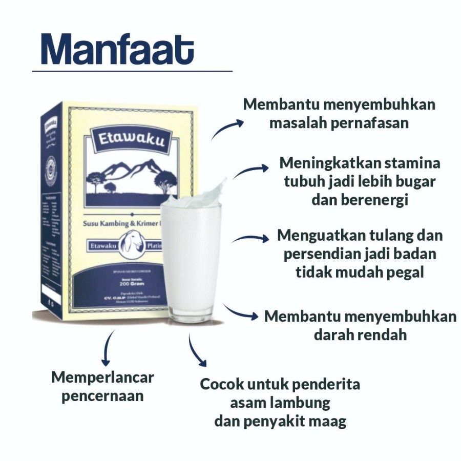 Susu Bubuk Etawa Etawaku Halal Anti Alergi Rendah Gula Terapi Jantung 200gr