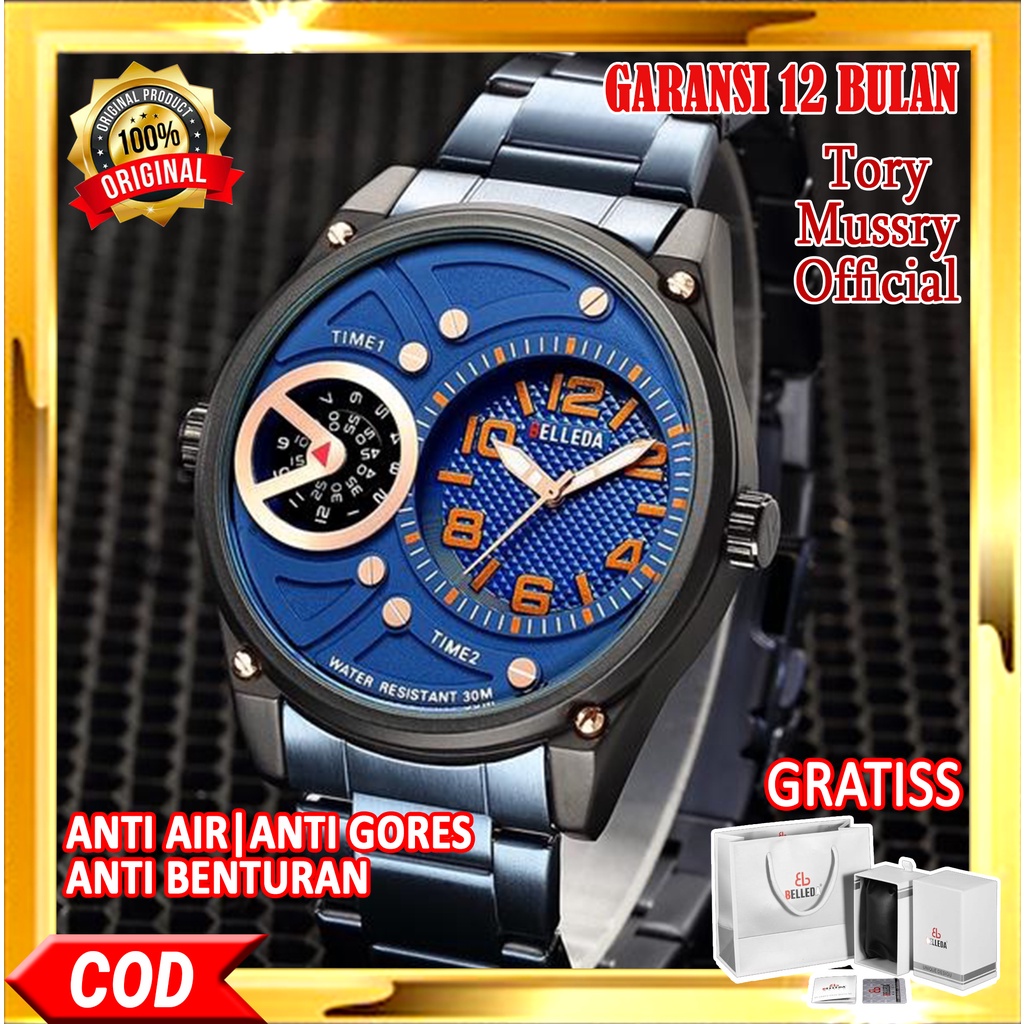 Jam Tangan Pria Mewah Premium Belleda 9008-2 Man Original Men Analog Watch Quartz Fashion Keren luxu