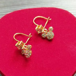 (COD)Anting rumbai anak &amp; remaja warna rose gold Mickey mause perak asli 925/silver lapisan emas kuning..