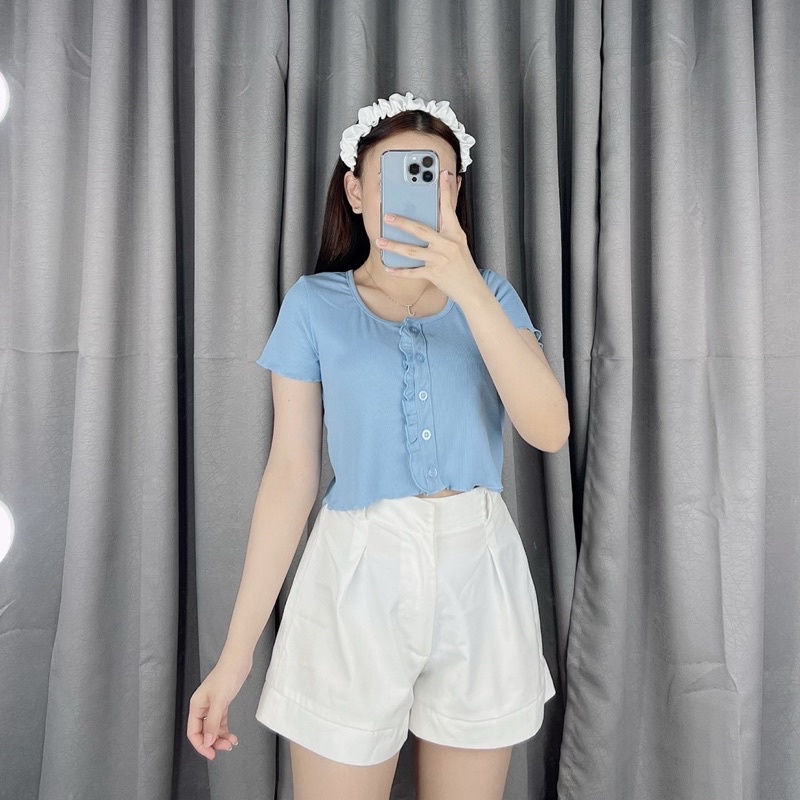 Crop top button renda 044 | Knit crop top korea