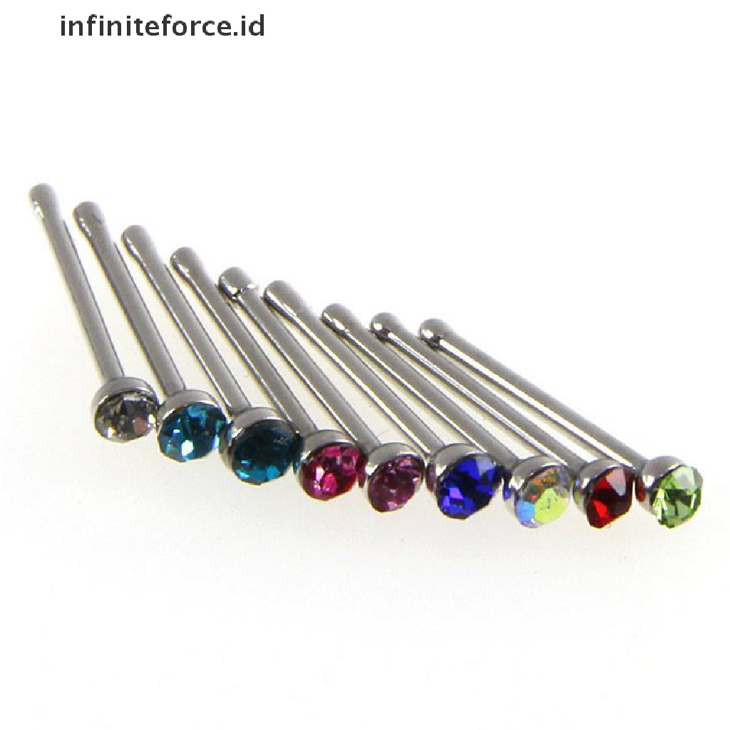 (Infiniteforce.Id) 36pcs / Set Cincin Hidung / Tubuh Bahan Stainless Steel Hias Kristal / Berlian Imitasi Untuk Wanita