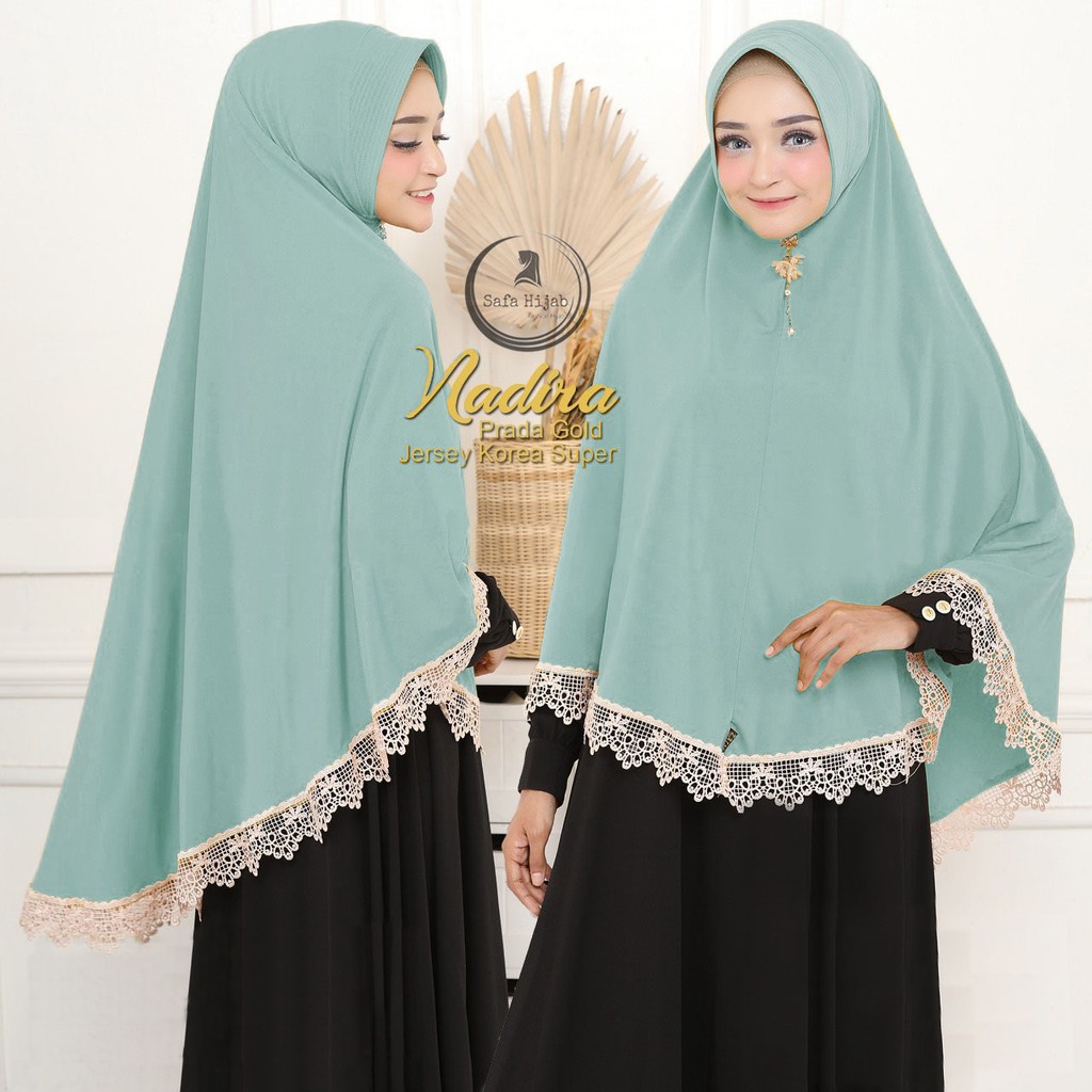 Jilbab Instan Jersey Terbaru Khimar Jersey Jumbo Renda Nadira Jilbab Bergo termurah Safa Hijab