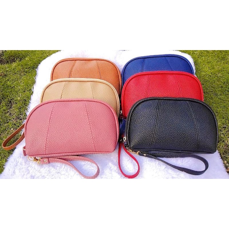 Dompet Wanita Kerang Oval Pouch Hp Dan Uang Alat Makeup kosmetik Wallet Card ID cewek terbaru motif kulit