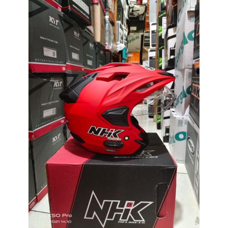 HELM NHK PREDATOR CRYPTON MERAH DOFF DOBEL VISOR