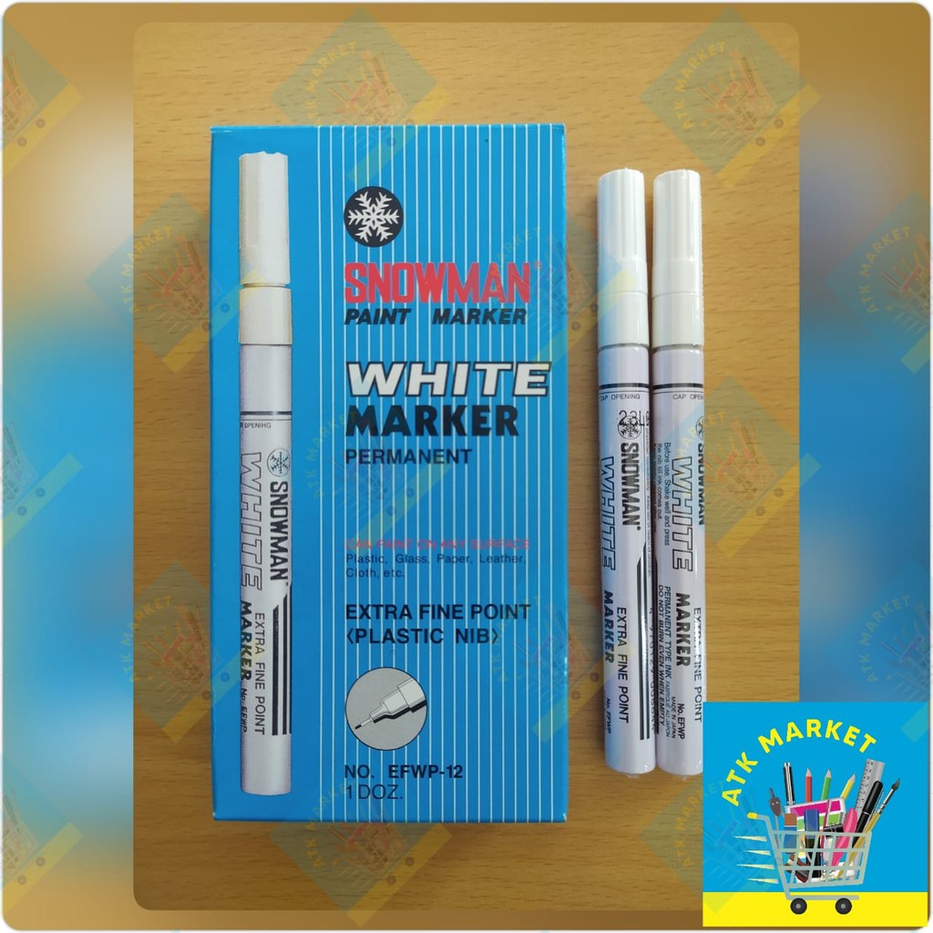 

Spidol WHITE Paint Marker Permanent SNOWMAN EXTRA FINE TIP EFWP-12