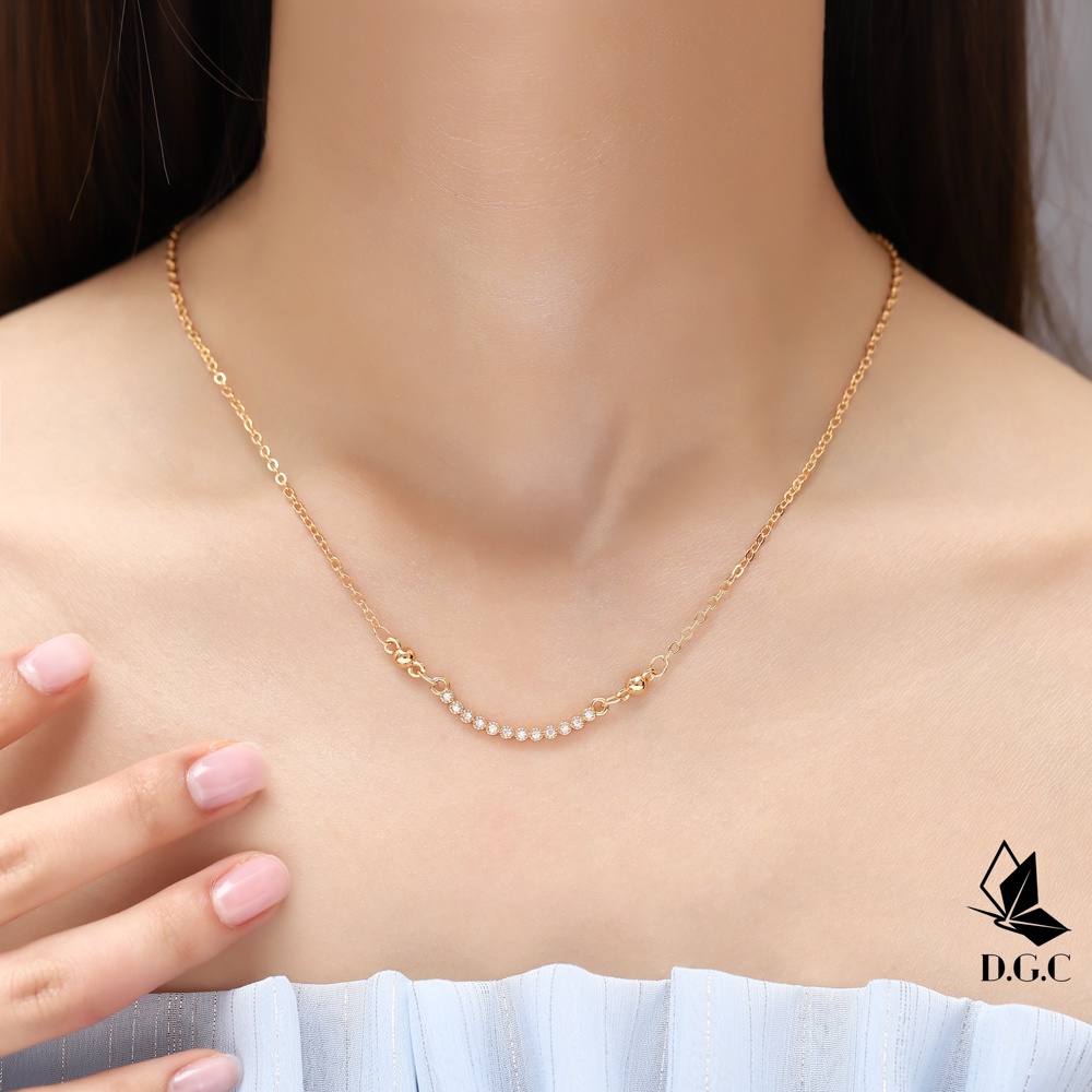 ✨COD Kalung korea wanita Titanium Anti Karat huruf  Diamond  murah D017