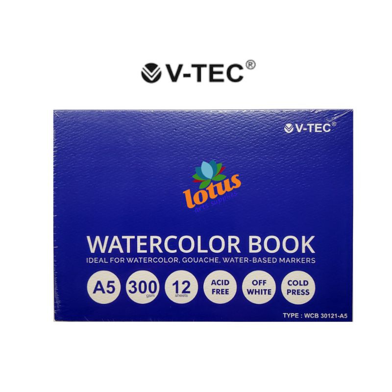 

V-TEC Watercolor Book A5 - 300 gsm 12 lembar