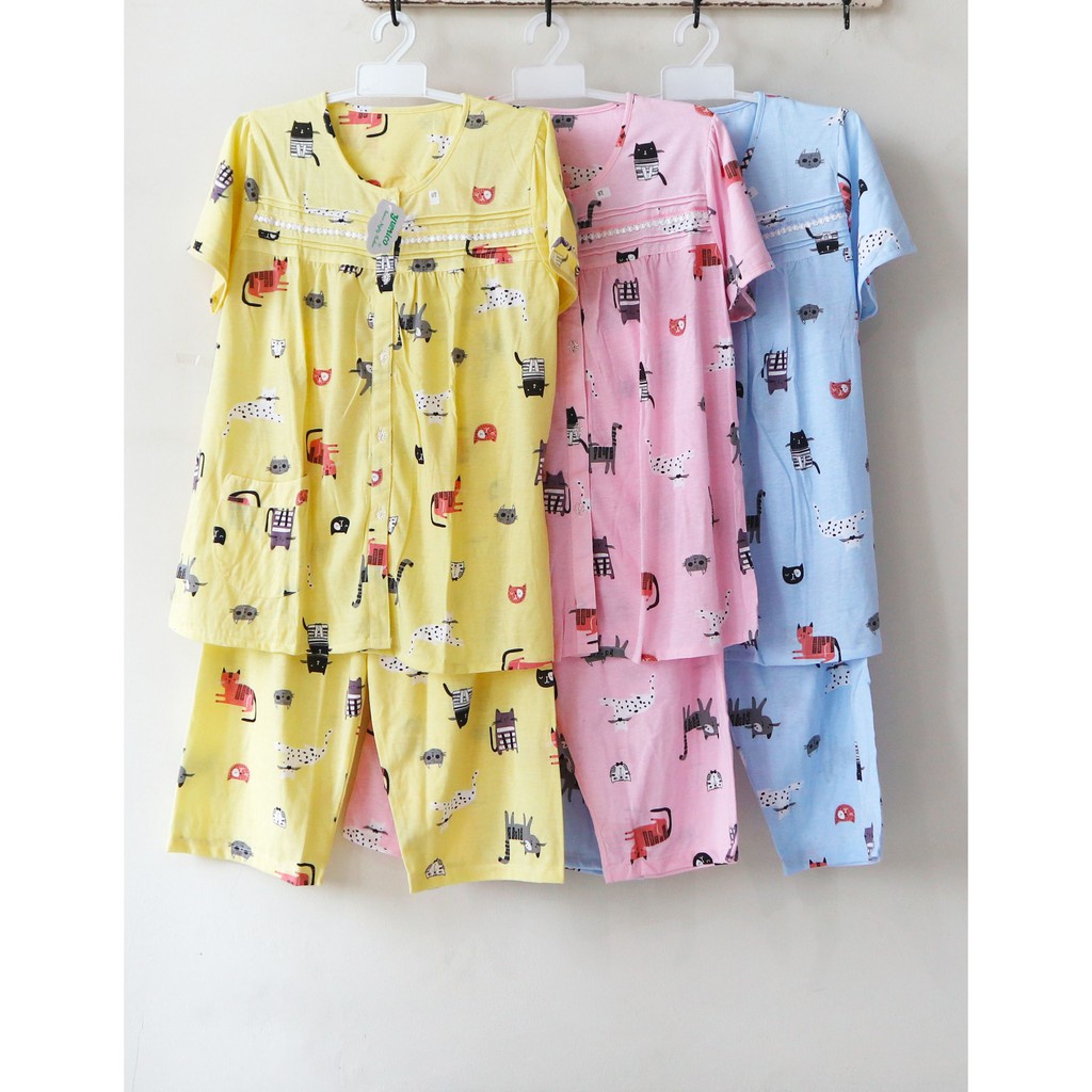 BAJU TIDUR CELANA PENDEK 3/4 XL KAOS PREMIUM YUMICO BANYAK MOTIF - C