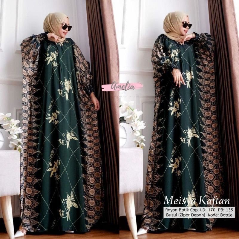 COD - Asmiranda Maxy Gamis Muslim Aurora Dress Shakila Aksen Renda Brukat Import Ld  110 Fit S - XL ( Free Bros ) Fashion Maxi Wanita Pesta Kondangan Modern Termurah Terlaris-KAFTAN MEISYA HIJAU