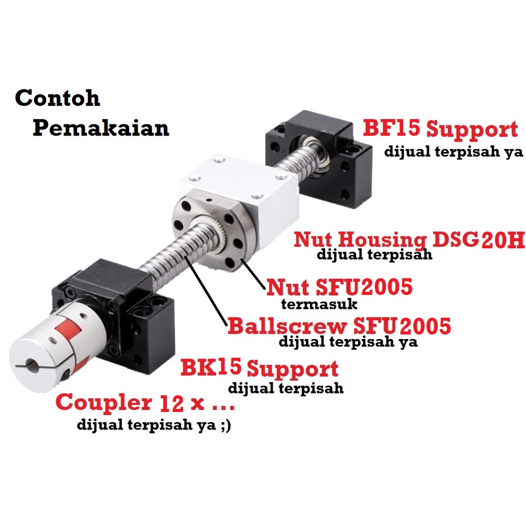 [HAEBOT] Nut Ballscrew SFU2005 Ball screw SFU2005-3 2005 Router Milling CNC Mesin Presisi 20mm Pitch 5mm Industri Otomasi