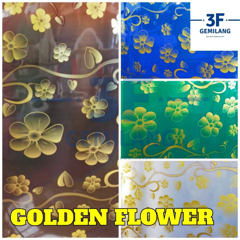 Fiber Plastik Penutup Pagar Rumah Motif GOLDEN FLOWER Bunga Emas Mewah Meteran