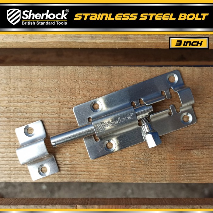 Grendel Slot Kunci Pintu 3 inch / Sherlock Stainless Steel