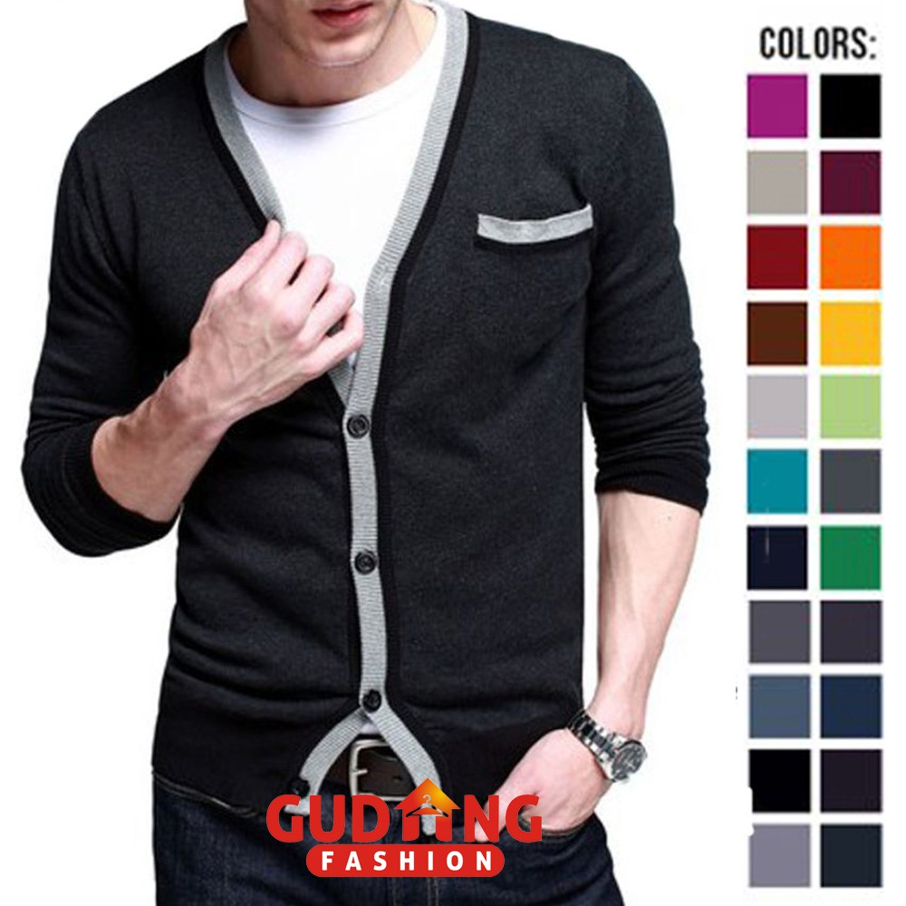 Cardigan Pria Rajut Rajut Banyak Pilihan Warna Warna – CAR (COMB)