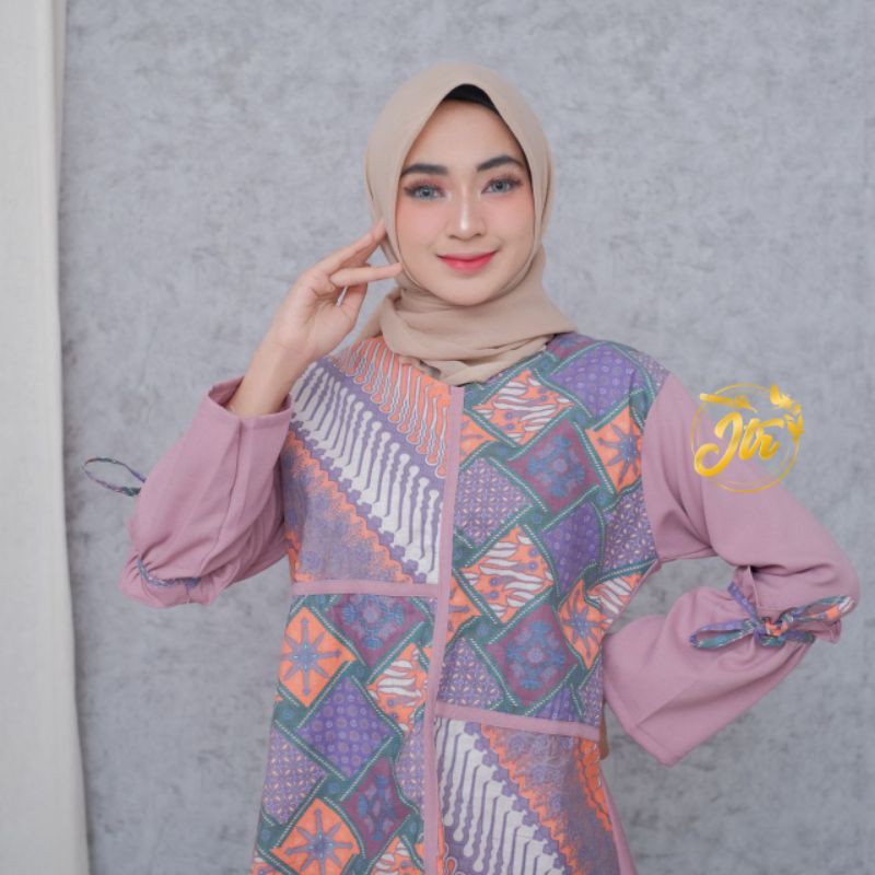 Kenongo BATIK Atasan - BATIK Wanita RISNA HRB026 Blus Batik Exsclusive SOLO M L XL XXL BB 021