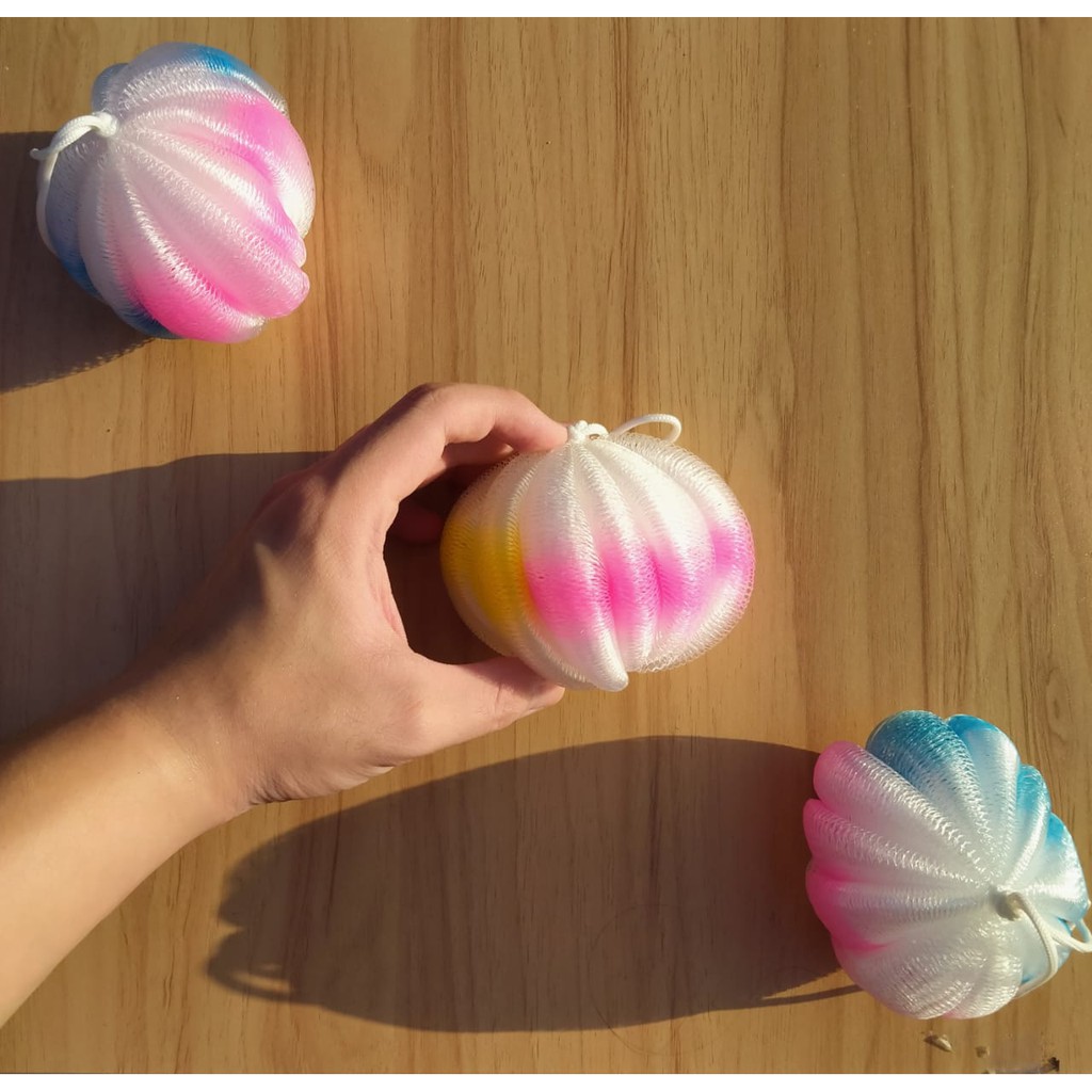 SHOWER PUFF SPON MANDI - Bath Ball Spons Bulat Bentuk Labu / Bawang Rainbow Lembut