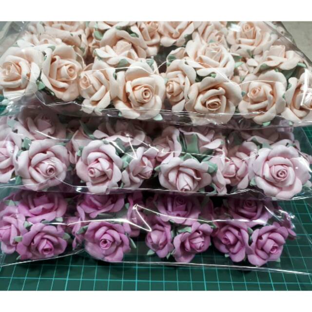 Bunga Spons Bloomy ukuran Sedang / Mawar Spons / Bunga Mahar/ Bunga Scrapbook