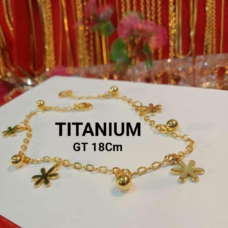 GELANG TANGAN TITANIUM WARNA EMAS GELANG WANITA TERBARU 4