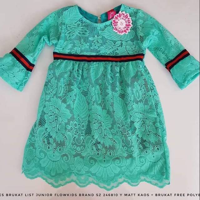 Baju Gamis Anak Flow Kids Bahan Brokat Lembut Usia 6 Bulan - 1 Tahun
