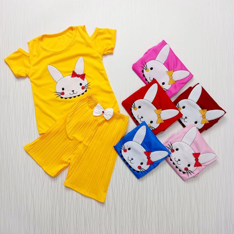 setelan pakaian plisket anak perempuan baju baby