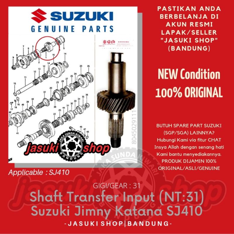 Gear Gigi As Input Shaft Input Transfer Case TC 31 44 Suzuki Jimny Katana Sierra Caribian Samurai SJ