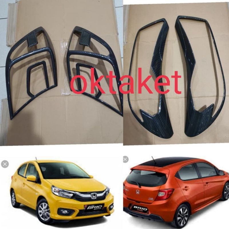 paket garnish lampu depan belakang all new Brio 2018 carbon