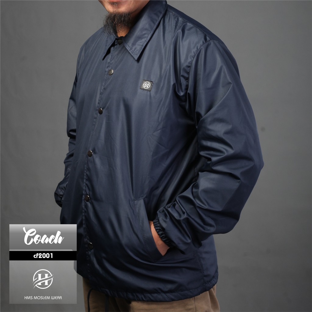 jaket pria tali serut motif distro jaket coach jaket HMS distro jaket warna navy kode art CF2001