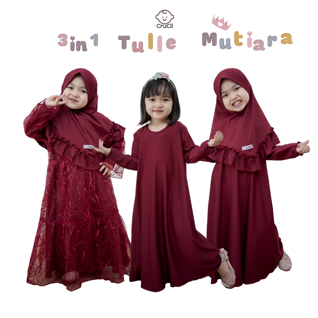 crucil 3in1 gamis tulle mutiara MOMMY