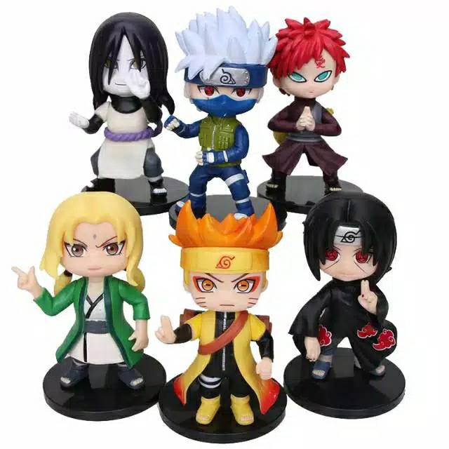 Action Figure Pajangan Chibi Naruto Orochimaru Gaara Sasuke Tsunade Kakashi