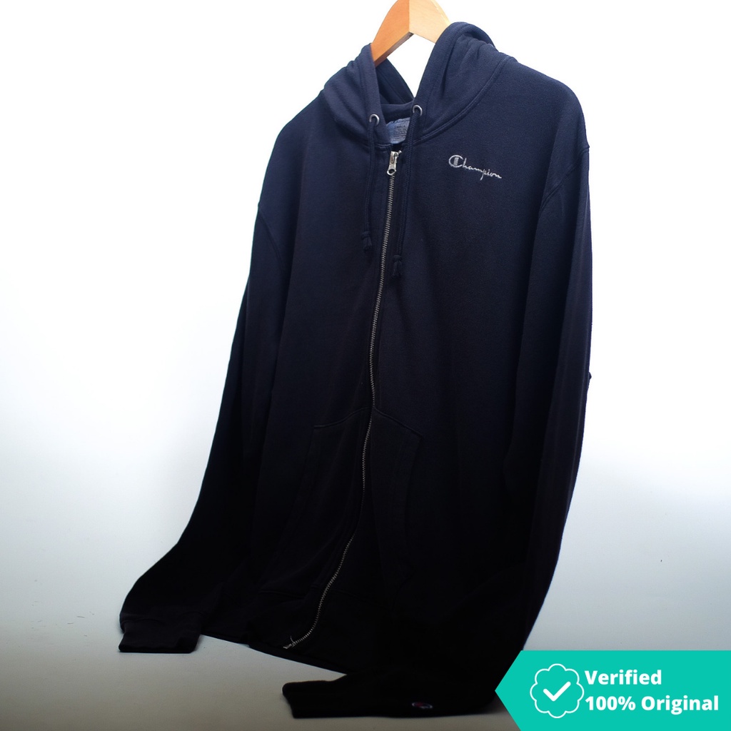 Champion Vintage Dye Script Logo Zip Hoodie Black