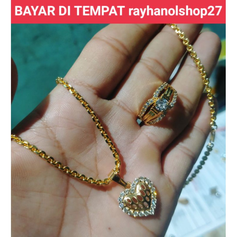 SET KALUNG NORI FREE CINCIN LIONTIN MOTIF PILIHAN LAPIS EMAS 22 K ANTI KARAT