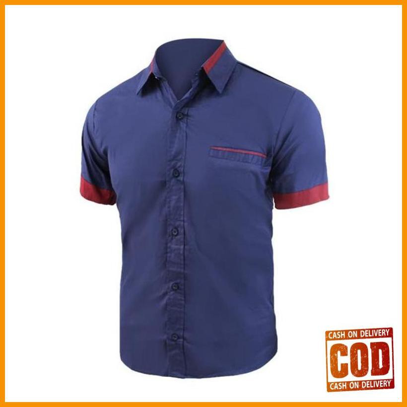 ˜190# Fortklass Kenn Kemeja Polos Pria Lengan Pendek Kemeja Kerja Kasual - Putih, Xs @