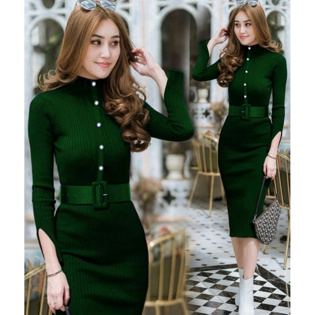 Dress Rajut Wanita AAntenii / Dress Bodycon Casual Wanita