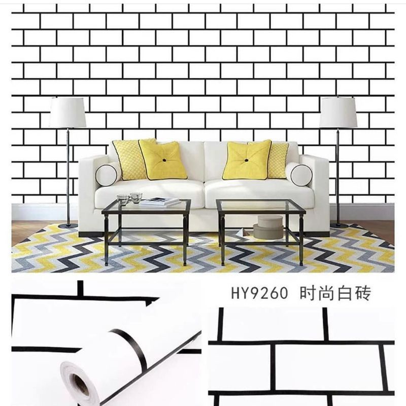 Jual Wallpaper Sticker Dinding Motif Bata Putih Size 10m X 45cm Shopee Indonesia 2857