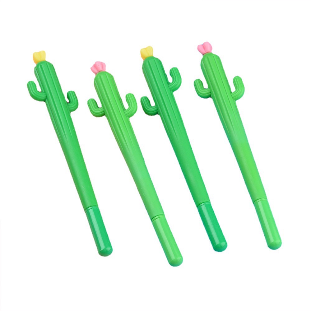 【COD Tangding】Cute Cartoon Decompression Black Pen Cactus Soft Glue Neuter Pen Student Creative Stationery Cactus Shaped Signature Pen