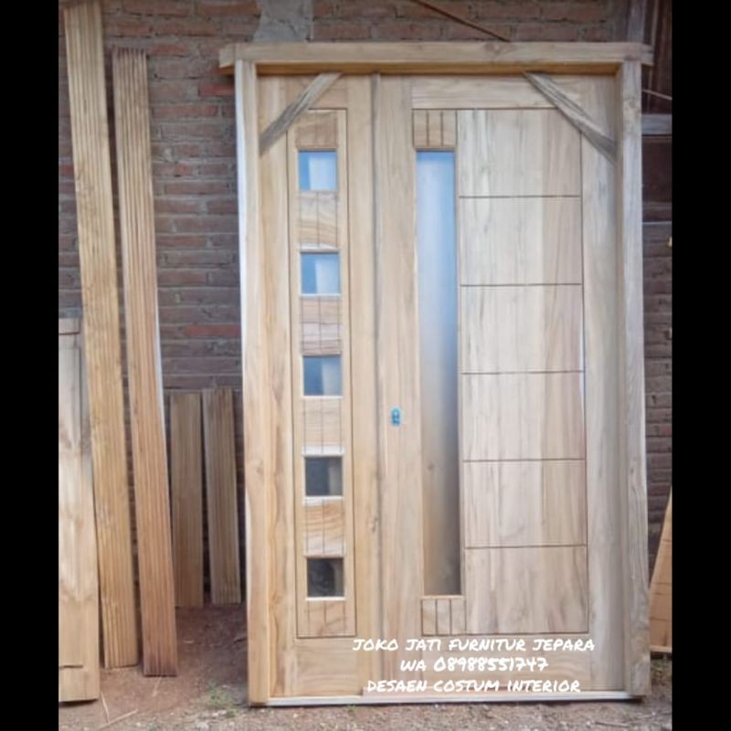 pintu rumah jati minimalis/pintu kupu tarung mentah