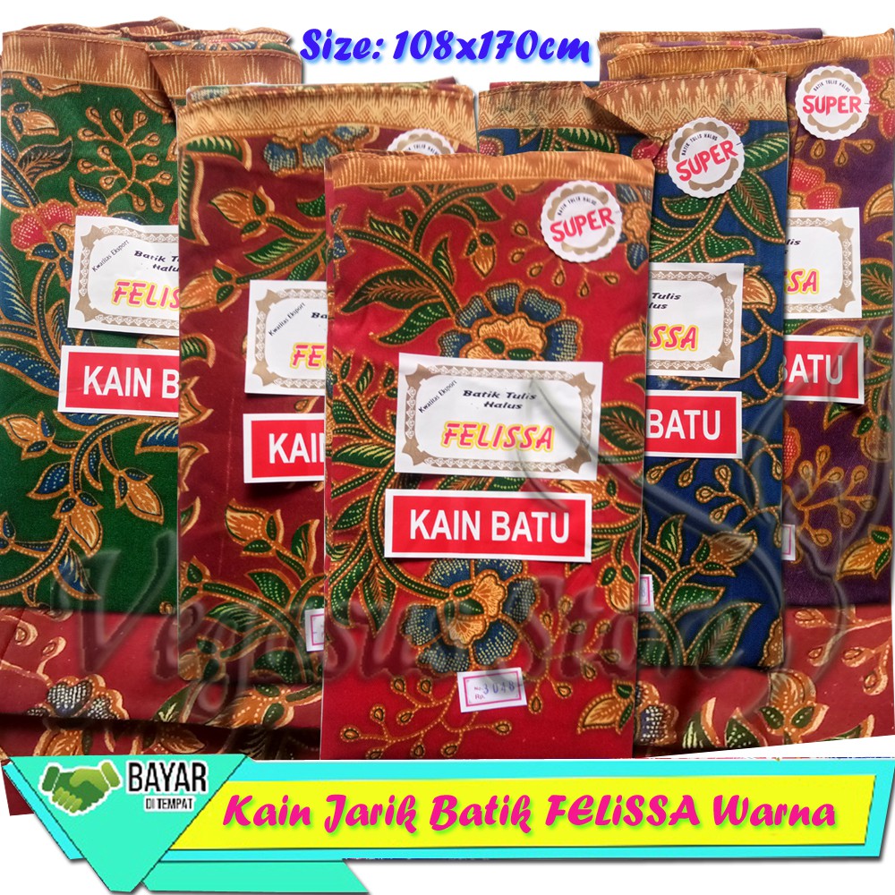 Kain Jarik Batik panjang full warna Kain Batu Felissa Kain Batik Serbaguna Size 108x170cm -Vegasusstore1