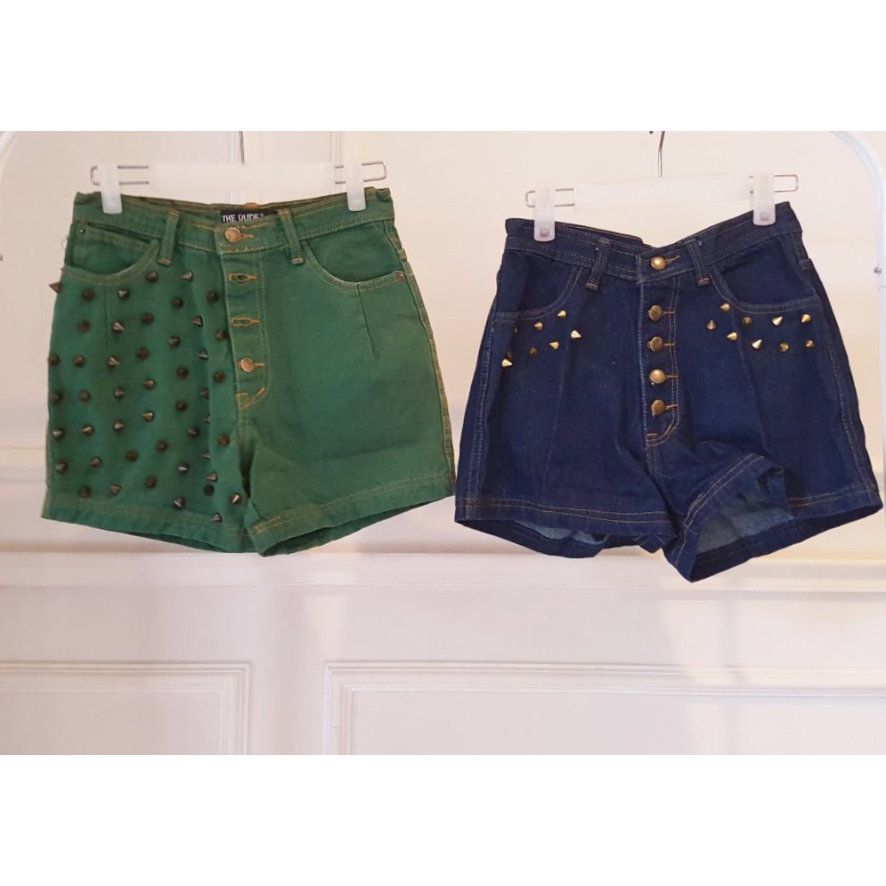 CELANA PENDEK JEANS . CELANA JEANS HIJAU ORANGE PINK HITAM . CELANA HIGH WAIST