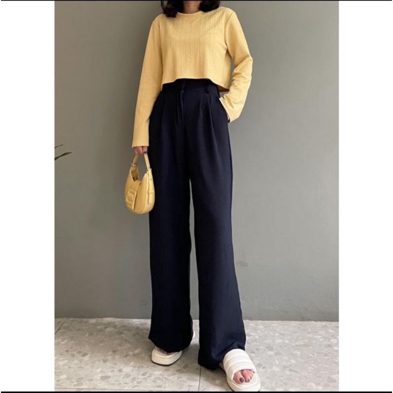 Loose Pants Trousers - Celana Anti Kusut - Highwaist Loose