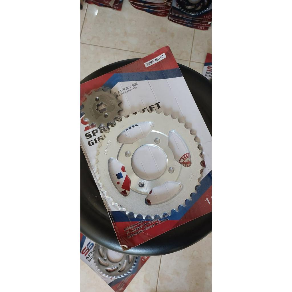 GEAR GIR DEPAN BELAKANG 428 40.T 15.T SUPRA X LAMA SUPRA FIT LAMA