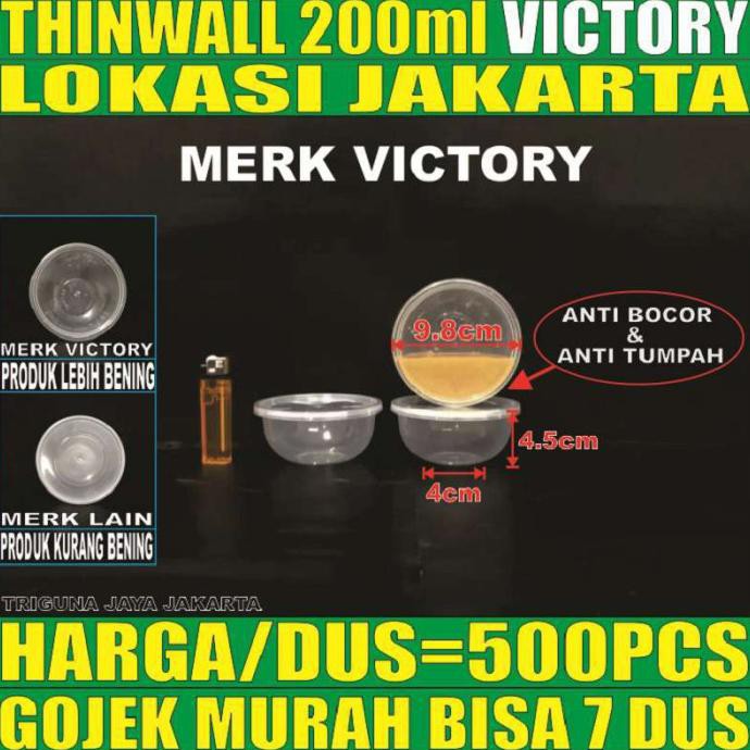 Mangkuk 200ml Plastik 500 pcs Tempat Kotak Makan Nasi Thin Wall Cup