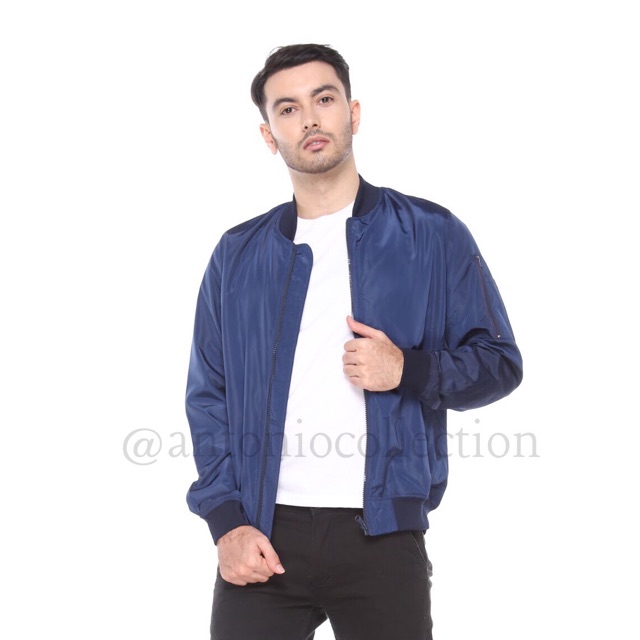 Jaket Bomber Pria Biru Dongker Navy / Jaket Motor Touring / Jaket Kerja / Jaket Gunung